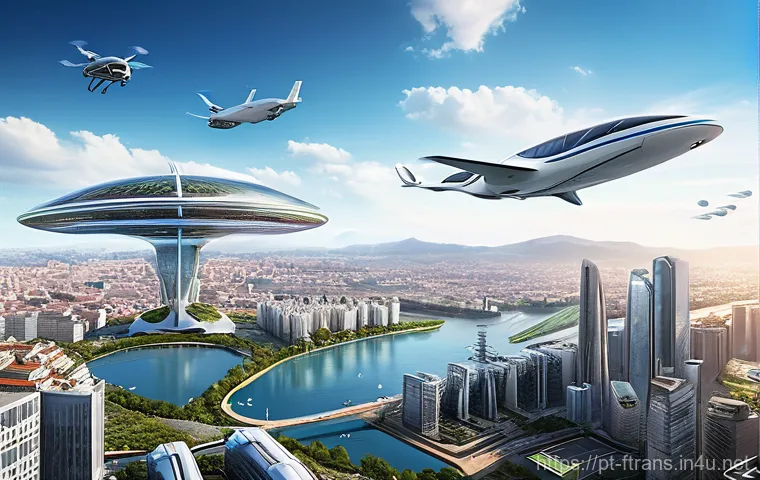 하늘을 나는 자동차 종류 - **Prompt 2: Dynamic Vertiport Activity**
    "An aerial perspective, slightly above a modern, multi-...