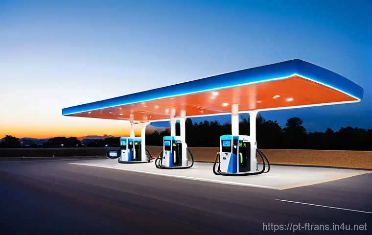 수소차 상용화 - **Prompt:** A serene, futuristic scene featuring a sleek, modern hydrogen fuel cell car (similar to ...