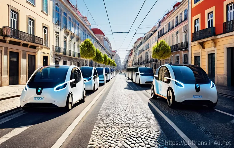 차세대 운송 수단 - **Prompt:** A vibrant, futuristic cityscape of Lisbon, Portugal, bathed in the warm glow of late aft...