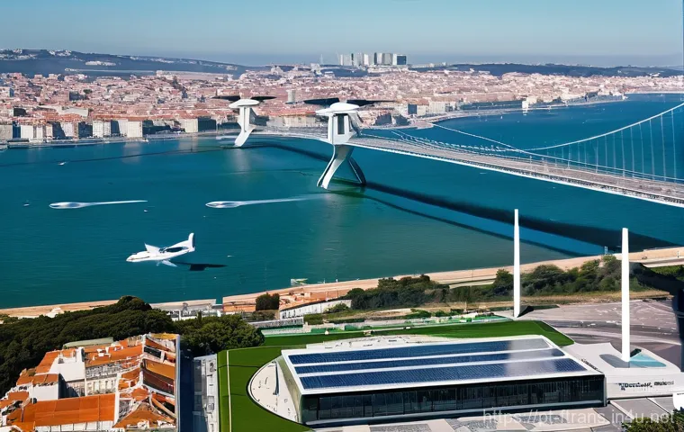 차세대 운송 수단 - **Prompt:** A vibrant, futuristic cityscape of Lisbon, Portugal, bathed in the warm glow of late aft...